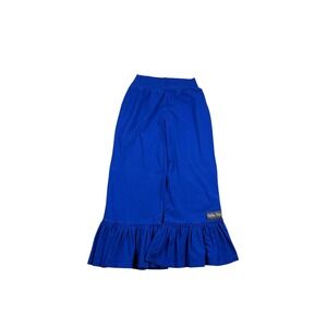 Matilda Jane Womens Royal Blue Wide Leg Ruffle Hem Knit Pants Size Small